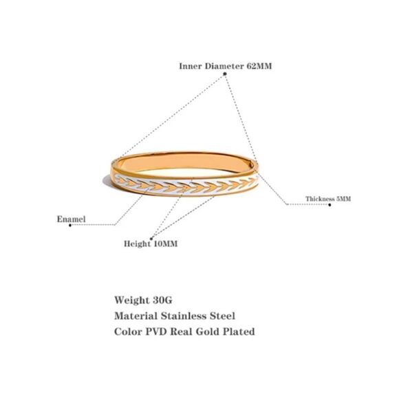 #45 Retro White Enamel Bangle Bracelet - Picture 4 of 9